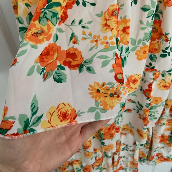 Wayf Floral Tiered Maxi Skirt Red Orange Romantic Feminine Size S - Picture 7 of 15